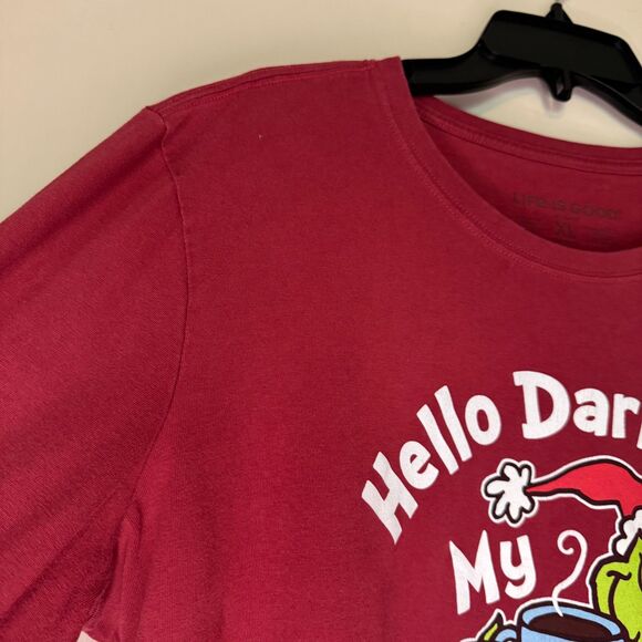 LIFE IS GOOD women's size XL "Hello Darkness my old Friend" grinch Christmas top - Picture 4 of 11